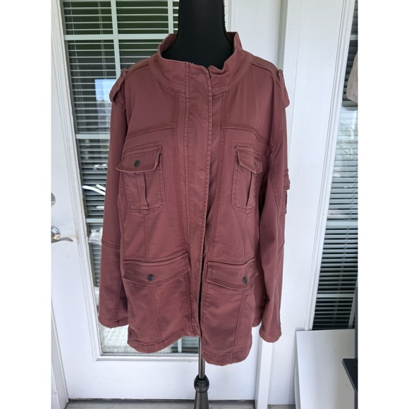 Kenzie Cotton Twill Jacket Sz 2X Brick Brown Snap Barn Chore Utility - Picture 2 of 11